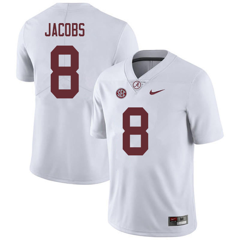 Men #8 Josh Jacobs Alabama Crimson Tide College Football Jerseys Sale-White
